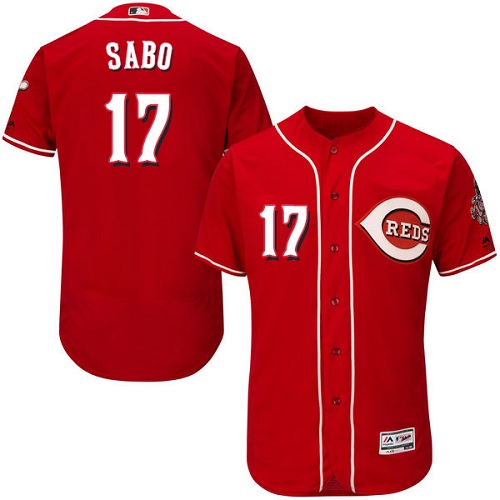 Reds #17 Chris Sabo Red Flexbase Authentic Collection Stitched MLB Jersey
